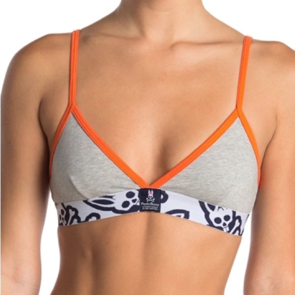 PSYCHO BUNNY Cool Color Triangle Bralette In Grey